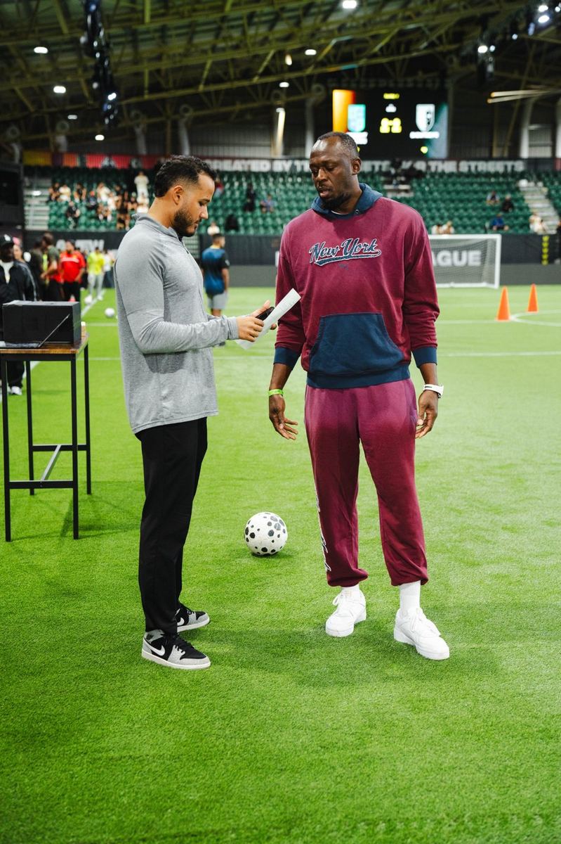 Carlos on the pitch at a Baller League US event