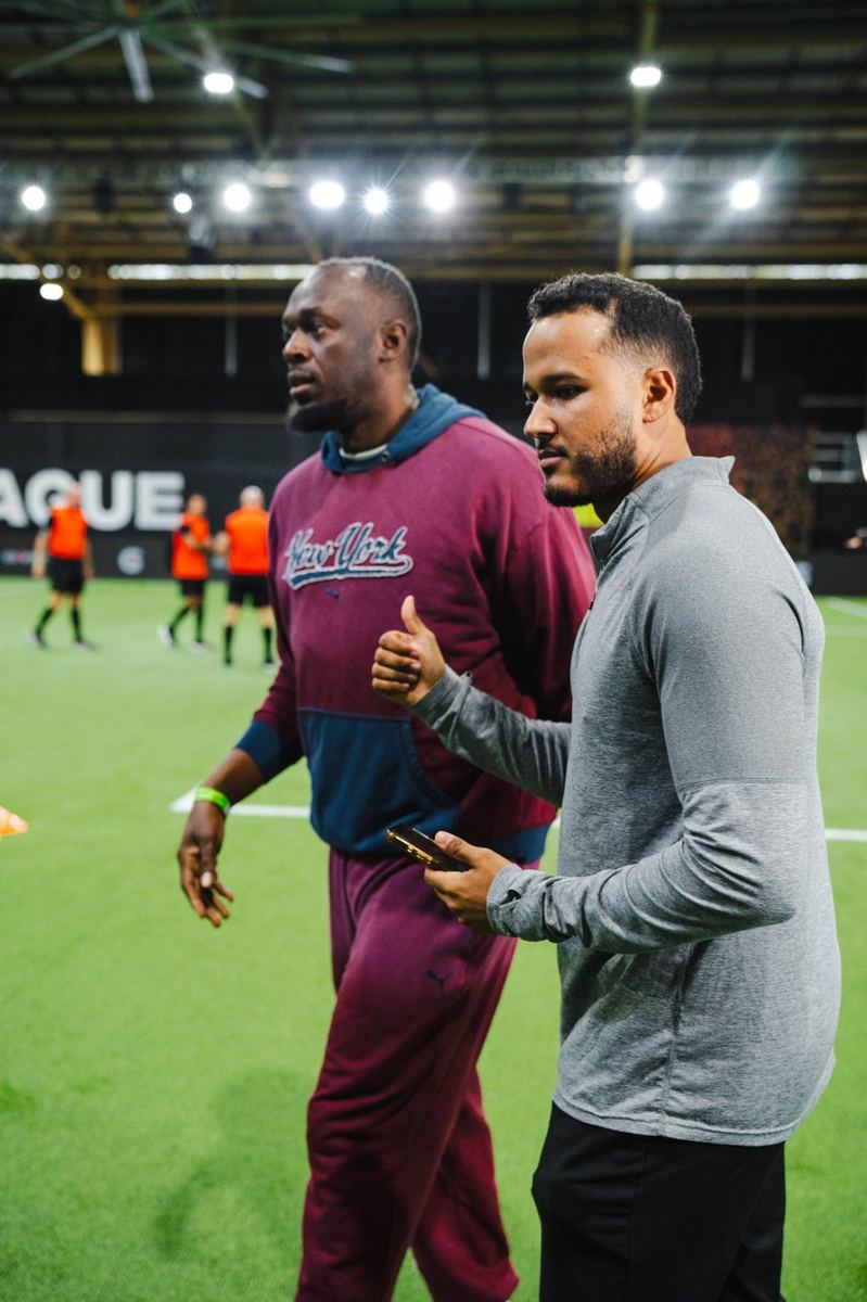 Carlos on the pitch at a Baller League US event